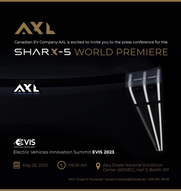 شركة AXL الكندية تكشف النقاب عن سيارة الدفع الرباعي الكهربائية SharX-5 خلال معرض و مؤتمر المركبات الكهربائية  (EVIS)