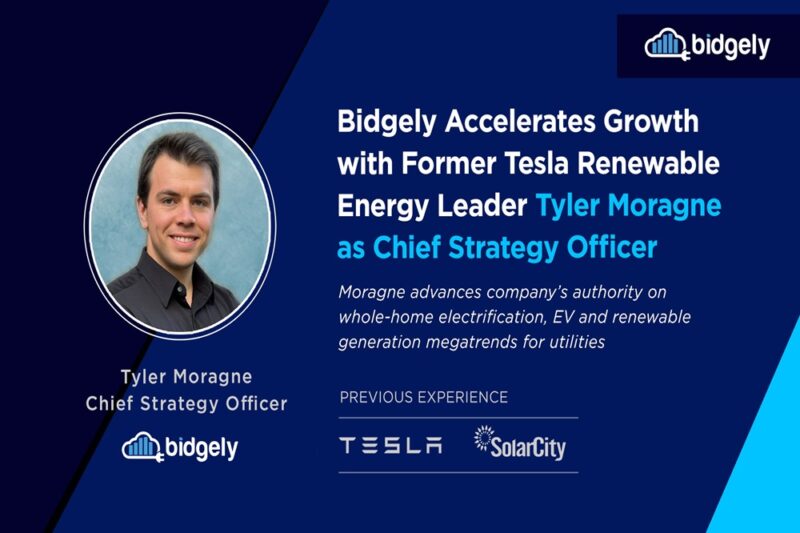 Bidgely Accelerates Growth with Former Tesla Renewable Energy Leader Tyler Moragne as Chief Strategy Officer